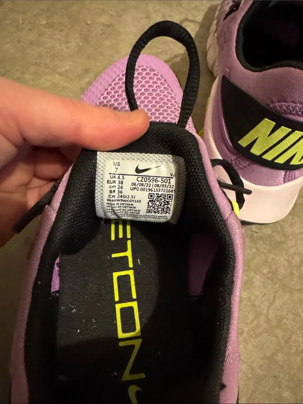 Nike Purple and Lime Green Lightweight Sneakers